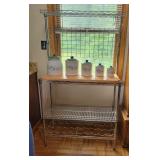 Wire bakers rack w/ wood shelf
