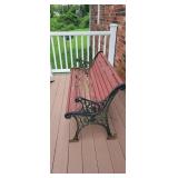 Iron and wood slat bench