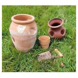 Strawberry pots. 1 terra cotta