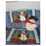 2 Christmas rugs & snowman