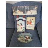 4 Christmas signs. 1 slate