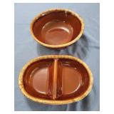 Hull brown drip serving bowls: Round 10' diameter