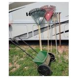 Rakes, shovels, spreader