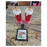 Christmas candles and trivet