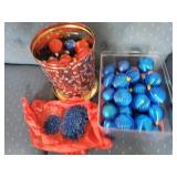 Blue and red ornaments