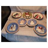 7 Snowman plates. 8' dia.