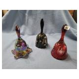 3 vintage Fenton bells
