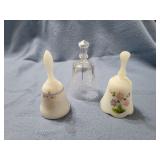 2 Fenton bells + 1 crystal