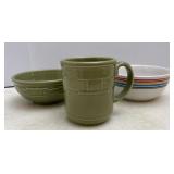 Longaberger Pottery Woven Sage & Strips