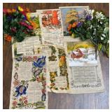 Early 70s Linen Calendars & Silk Flower