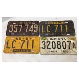Vtg Indiana License Plates