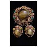 Vintage W. Germany Brooch & Earrings