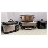 (3) Crock Pots & Farberware Electric Grill