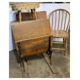 Antique School Desks, Chair & Stool