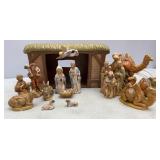 Porcelain Nativity Scene & Lighted Manger