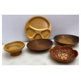 Antique Wooden Serving & Decorative Bowls