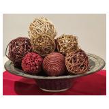Center Piece, bowl (11") with woven balls