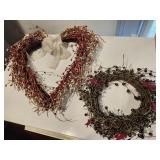 Grapevine wreathes (2), faux berries