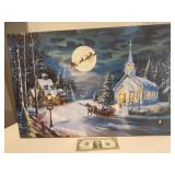 Stretched Canvas Christmas Scene, lights up