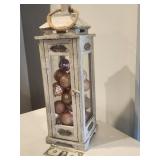 Decorative Wood Lantern, pink ornaments