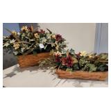 Longaberger basket set (2) with faux flowers