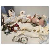 Plush Snowman & women, skiing