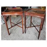 Leather top end tables, Worn Condition