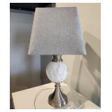 Table Lamp, gray marble look, linen shade