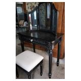 Vanity, stool, folding mirror, modern