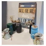 Wood Sign, Painted jars, decor items