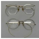 2 Early eyeglasses, gold frames