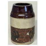 Stoneware apple butter jar w/ label