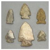 6 Indian arrowheads