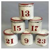 Painted & numbered cans