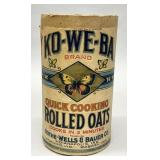 Ko-We-Ba rolled oats container