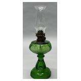 Beaded Heart green oil lamp