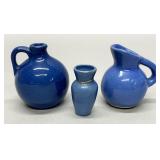 3 Uhl miniatures, blue glaze