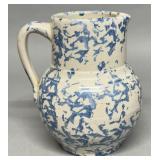 Uhl Pottery spongeware pitcher, quart