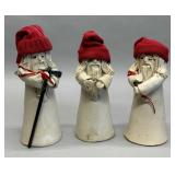 3 Betsy Ratzsch pottery Santas