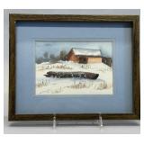 Winter barn landscape by Malenius