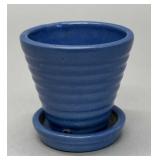 Uhl Pottery blue mini flowerpot