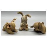 Straw-stuffed rabbits & dog