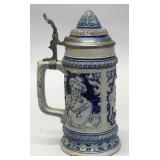1890s German stein in gray, blue & brown