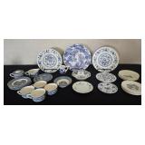 Blue Plates, Bowls, Creamer & Sugar