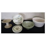 Pottery Bowls & Candle Holder, Decorative Plates