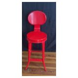 Mid-Century  Red Metal Kitchen Stool
