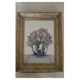 Needlepoint Iris Framed Picture