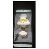 Milk Glass Hurricane Floral Motif Swag Lamp
