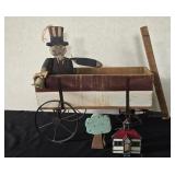 Red White & Blue Wooden Wagon & Uncle Sam