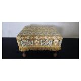 Floral Tapestry Footstool with Fringe